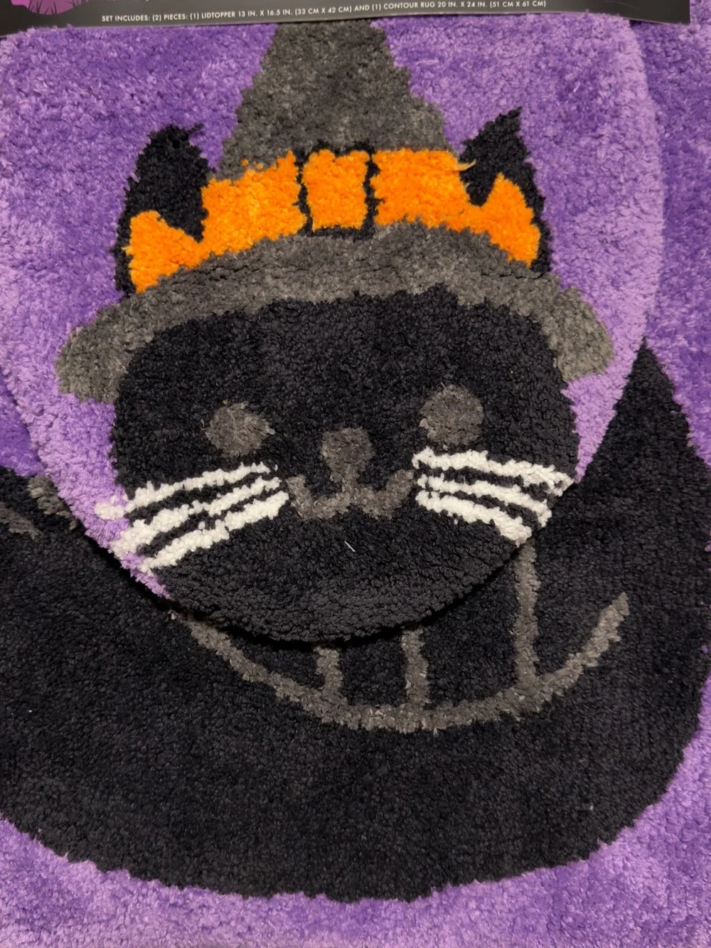 Purple Halloween Cat Kids Bath Rug Set - 2 Piece